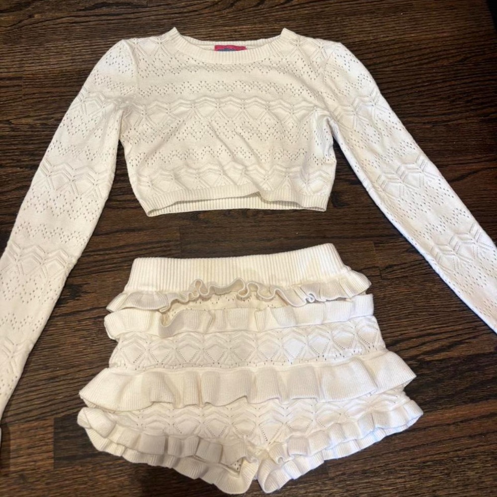 Princess Polly White Ribbed Long Sleeve Crop Blouse